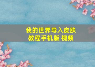 我的世界导入皮肤教程手机版 视频